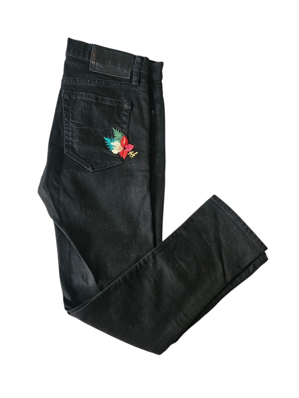 RALPH LAUREN Rare Blue Label Limited Edition Embroidered Black Jeans | SZ 29